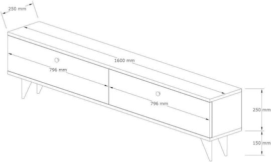 Unitate TV pentru sufragerie Paris Piuliță L160xA25xÎ35cm