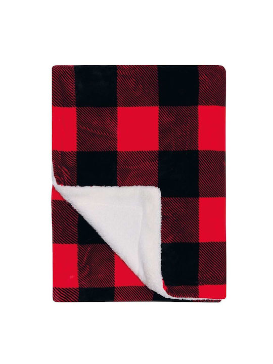 Kentia Lumber Κουβέρτα Γούνινη Καναπέ 130x170εκ. Red-black