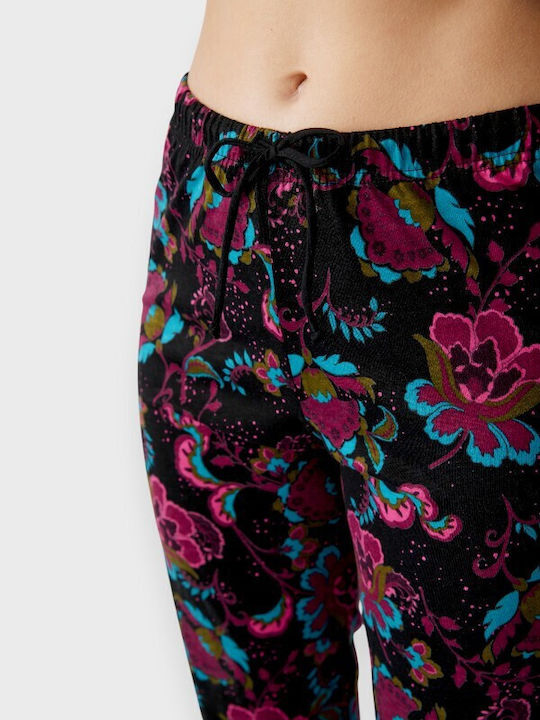 Minerva Damen Pyjama-Hose Black Floral