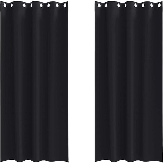 vidaXL vidaXL Vorhänge mit Grommets Schwarz 140x245cm