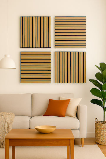 Panouri Decorative 3D Din MDF Walnut Maro 60x60cm 4 Bucăți