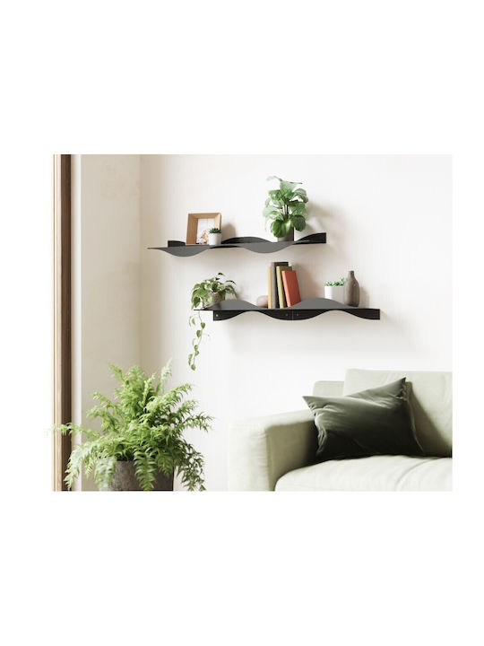 Shelves Wall Black 2pcs 43x18x10cm