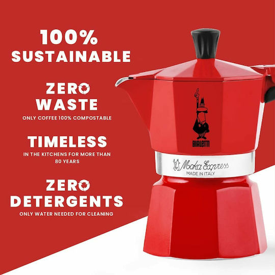 Bialetti Stovetop Espresso Pot Red