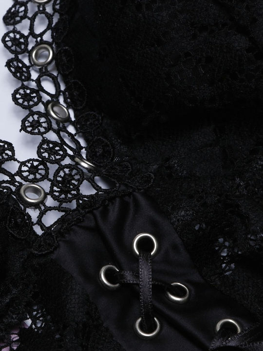 Norddiva Lingerie Dantelat Set de Lenjerie Bralette cu Slip Negru