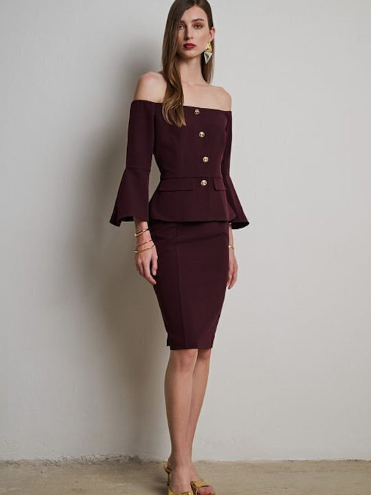 Rochie Midi De Seară Burgundy