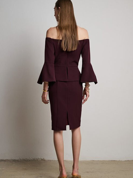 Rochie Midi De Seară Burgundy
