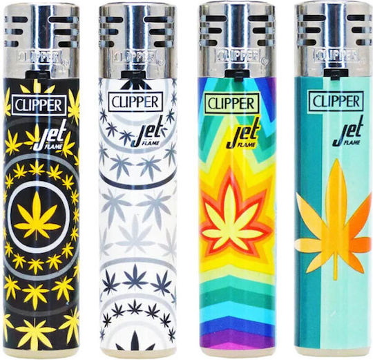 Clipper Posh Weeds Αντιανεμικός Αναπτήρας Φλόγας Τύπου Jet σε Καφέ χρώμα