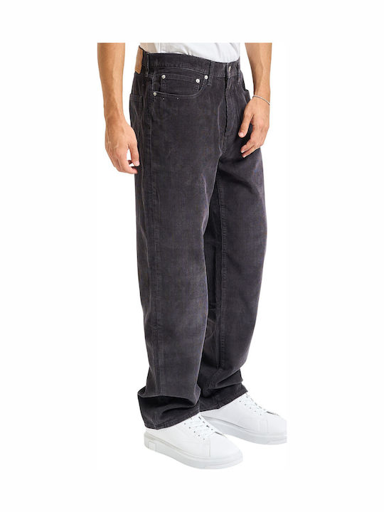 568 Ανδρικό Παντελόνι Τζιν με Loose Straight Εφαρμογή Black