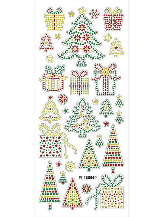 Set of Glitter Crystal Stickers, 5 Sheets, 10x23 cm, Winter