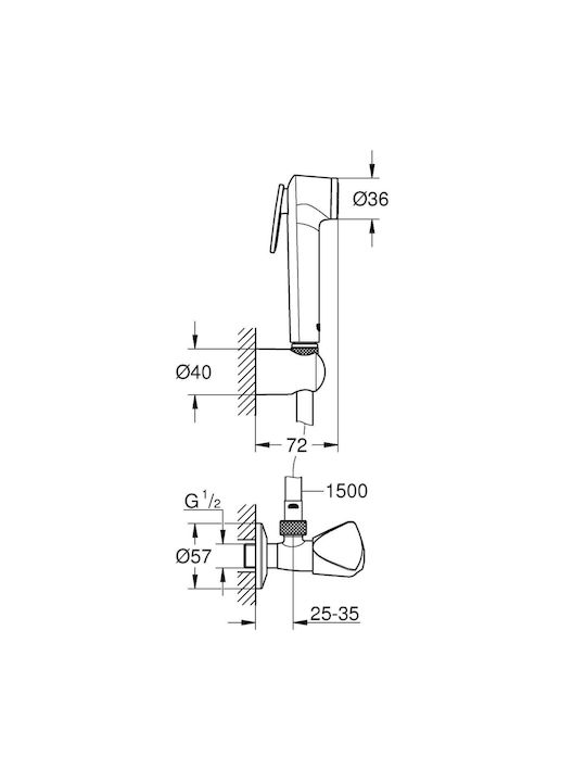 Grohe Tempesta-f Trigger 30 Wandmontage Satz Bidet Silber