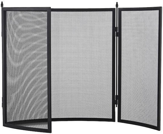 Home & Camp HCFT2908 Metallic Fireplace Screen with 3 Panels 100x50cm Black