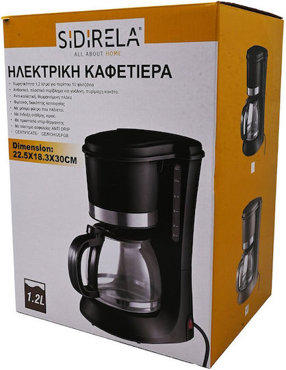 Sidirela Καφετιέρα Φίλτρου 800W Black