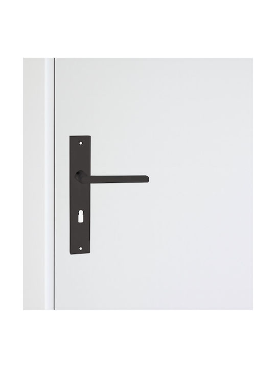 Finetto Lever Front Door with Plate Right Art.080056 Black