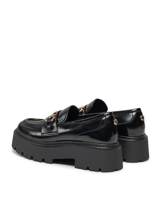 Leder Damen Loafers in Schwarz Farbe