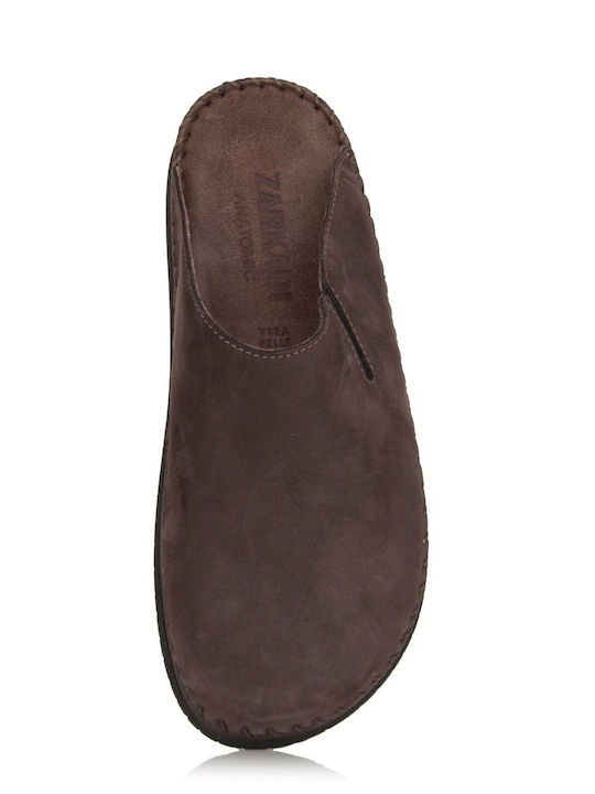 Men's Leather Slippers Brown