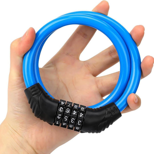 Bicycle Cable Lock Combination 10.5x700mm Blue