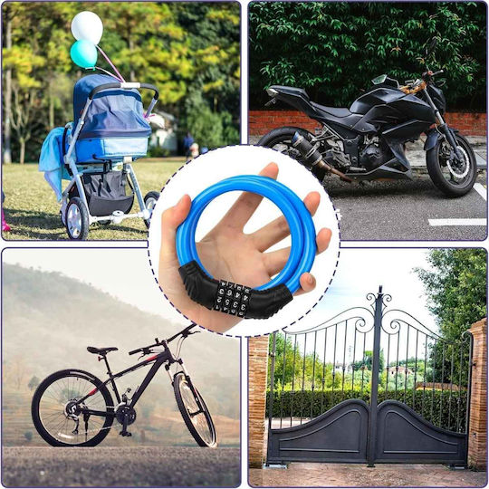 Bicycle Cable Lock Combination 10.5x700mm Blue