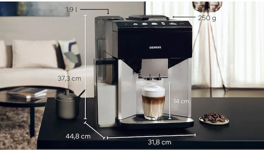 Siemens Eq.500 Automatic Espresso Coffee Machine 1500W Pressure 15bar for Cappuccino with Grinder Black TQ513R01
