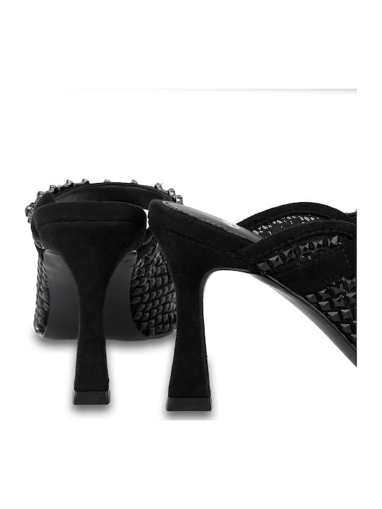 Lamina 277 Suede Mules with High Heel in Black Color