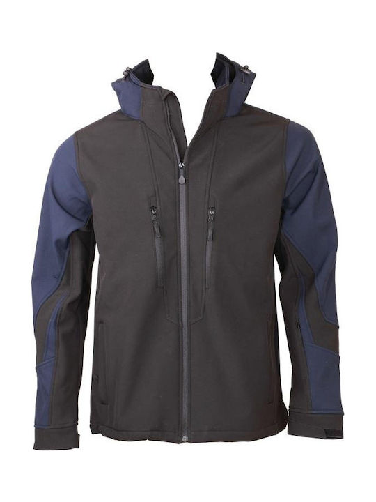 Fageo Work Jacket Softshell with Detachable Hood BLACK/NAVY