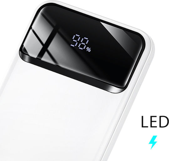 BWOO Ultra Thin Power Bank 10000mAh 22.5W με 2 Θύρες USB-A και Θύρα USB-C Power Delivery / Quick Charge 3.0 Λευκό
