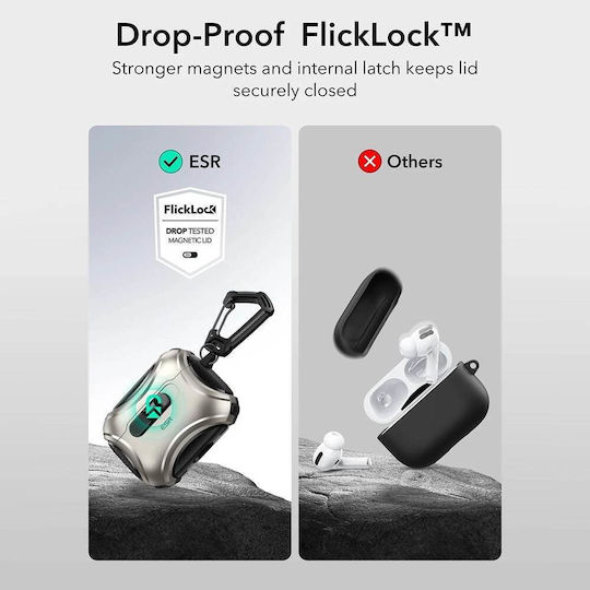 ESR Cyber Hülle Silikon in Silber Farbe für Apple AirPods Pro 3