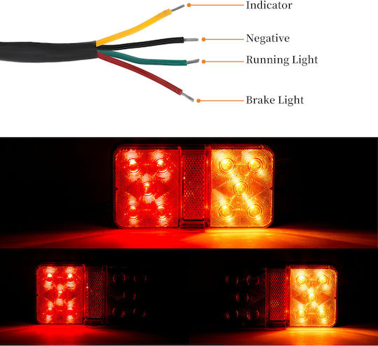 Set LED Truck Rear Light 12V Brake Turn Signal Tail Slim 150mm x 80mm x 30mm IP67 Fzst0502