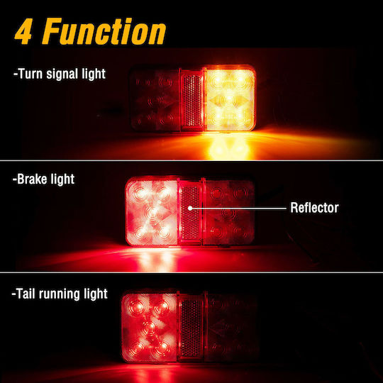 Set LED Truck Rear Light 12V Brake Turn Signal Tail Slim 150mm x 80mm x 30mm IP67 Fzst0502