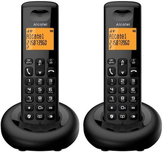 Alcatel E160 Ασύρματο Τηλέφωνο Duo με Ελληνικό Μενού Μαύρο