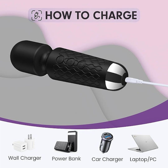 Smd Vibrator Wand Pocket Wireless Clitoral Vibrator 15cm 20 Vibrations & 8 Intensities Black