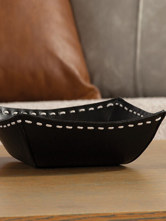 Nef-Nef Homeware Lethal Black Διακοσμητικό Καλάθι Δερματίνης Δερματίνης Μαύρο 20x20x7εκ.