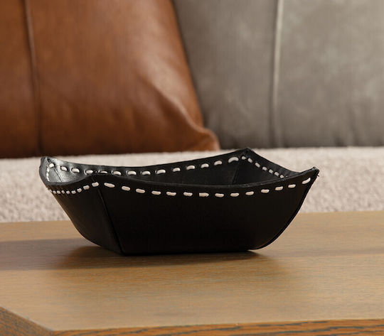 Nef-Nef Homeware Lethal Black Διακοσμητικό Καλάθι Δερματίνης Δερματίνης Μαύρο 20x20x7εκ.
