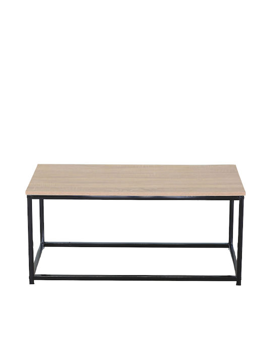 Masa De Cafea Centrală Rectangulară Quenley Din Lemn De Stejar Negru L90xL48xÎ40cm