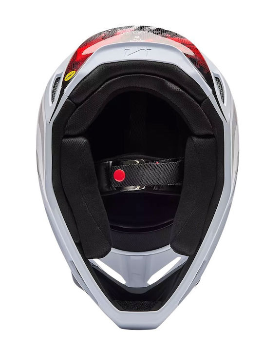 Fox V1 Kairos White/Fluorescent Red Motorradhelm Motocross DOT / ECE 22.06