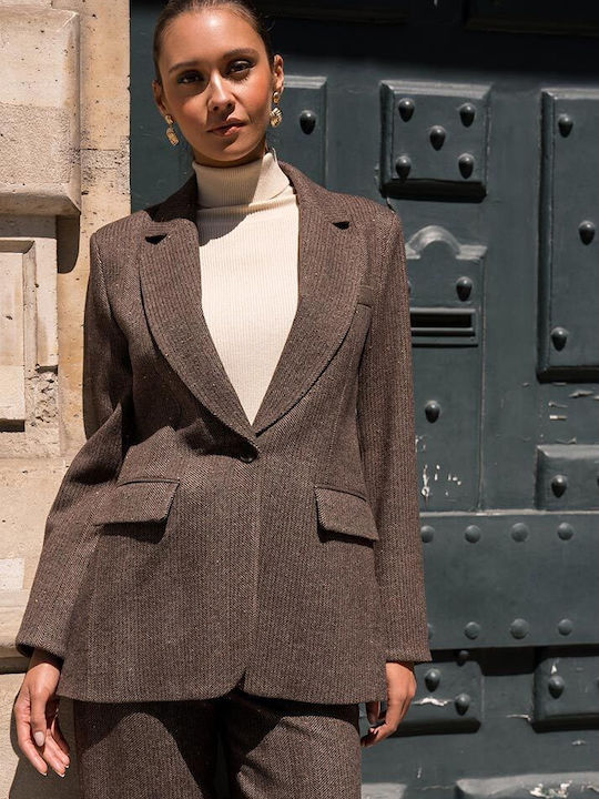 Cuca Damen Mittellang Blazer Chocolat