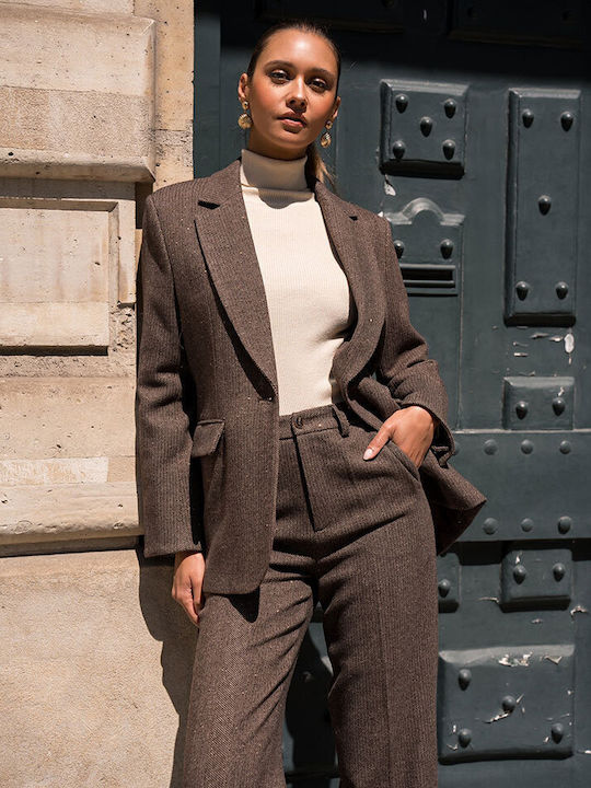 Cuca Damen Mittellang Blazer Chocolat