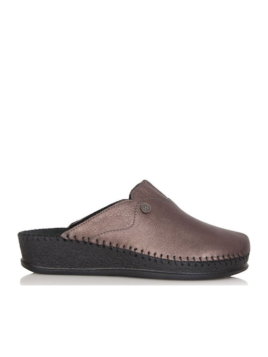 Anatomical Leather Women's Slippers Brown