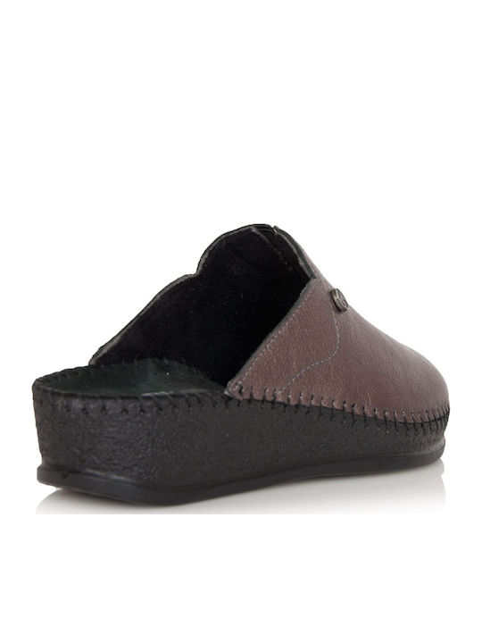 Anatomical Leather Women's Slippers Brown