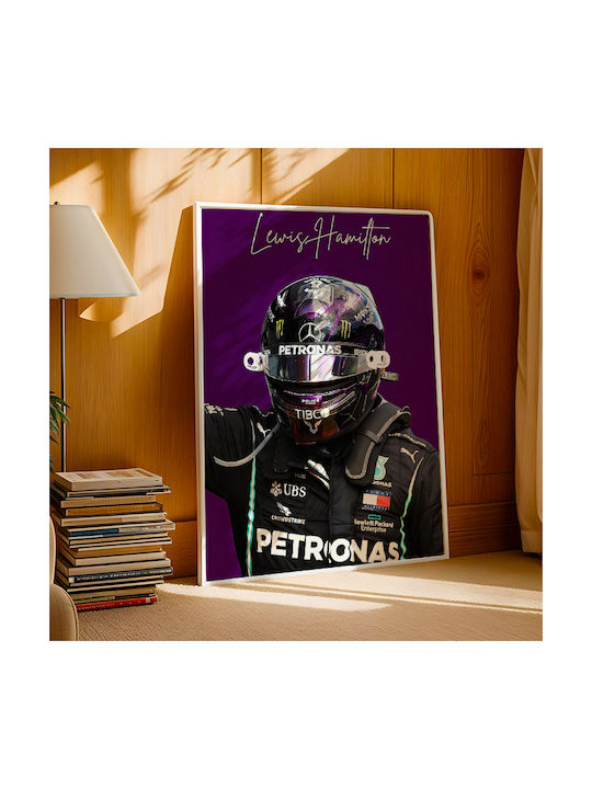 Poster Formula1 Lewis Hamilton F059 21cm X 30cm Μαύρο Ξύλινο Κάδρο
