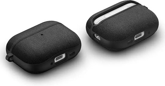 Spigen Urban Fit Case Silicone / Fabric / Plastic with Hook in Black color for Apple AirPods Pro 3