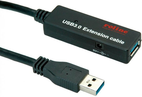 Roline USB 2.0 Cable USB-A male - USB-A female Μαύρο 20m 12.04.1072-5