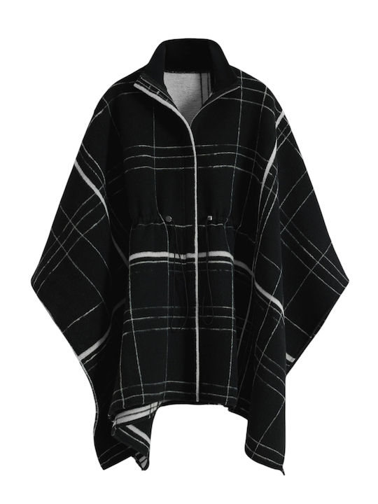 Women's Poncho with Zipper Black