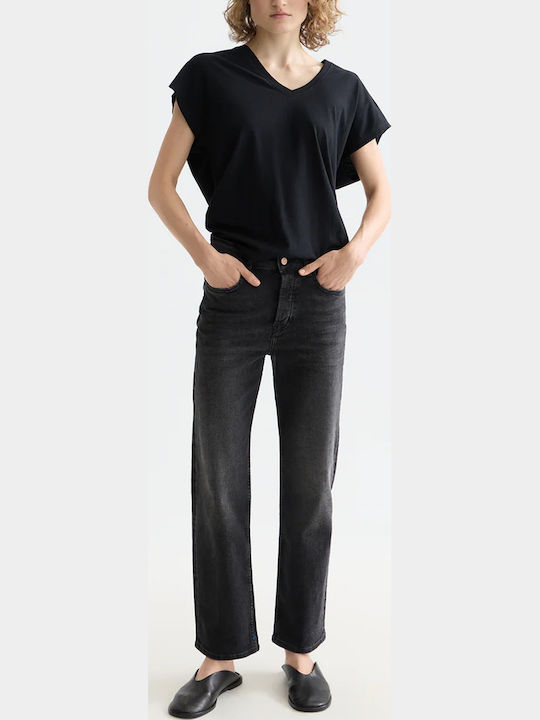 Women's Jean Trousers in Straight Line Black Night