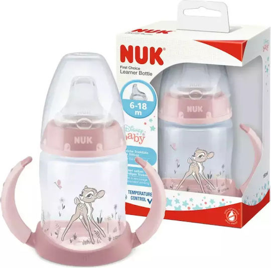 Nuk Classics First Choice Bambi Educational Sippy Cup Plastic with Handles Pink Pink Sitting Deer for 6m+m+ 150ml 10.743.313