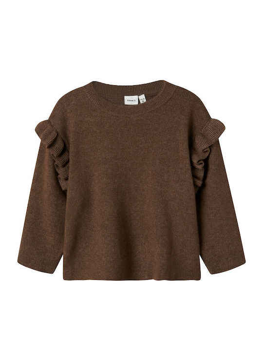 Παιδικό Πουλόβερ Μακρυμάνικο Καφέ Knitted Top