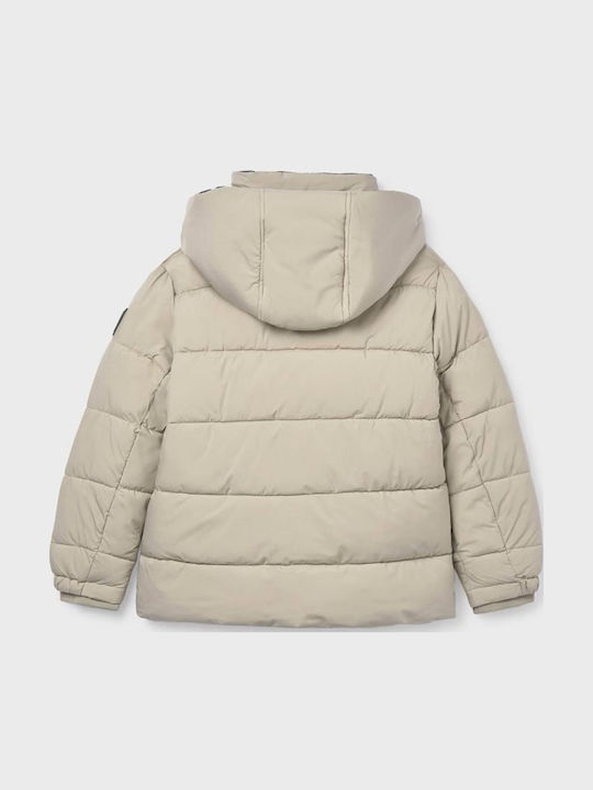 Kids Casual Long Hooded Jacket Beige