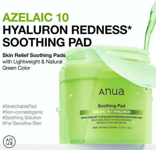 Anua Azelaic Acid 10 Hyaluron Pads Facial Toning with Heartleaf, Centella Asiatica & Ceramides 230ml