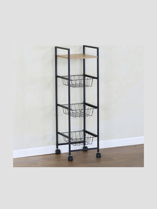ArteLibre Elmstead Metallic Kitchen Rack 4-Tier Black 30x29x95cm
