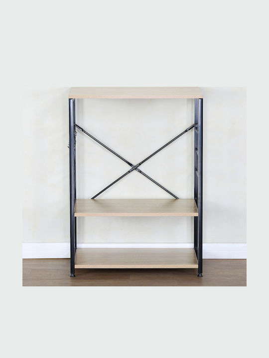 ArteLibre Fairwyn Kitchen Rack Metallic 3 Tiers Black 60x40x82cm