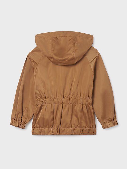 Kids' Casual Jacket Short Windproof with Hood Brown